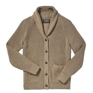C.C Filson Co. Women's Wingham Island Cardigan Sweater Size M Dark Tan Cotton